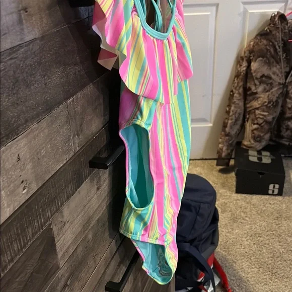 Colorful Striped Ruffle Swimsuit - Picture 2 of 5